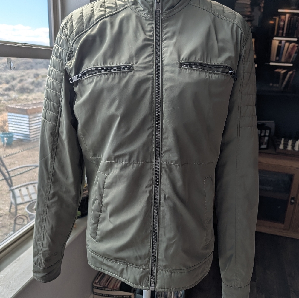 Solid Denmark Men's Olive Green Jacket Size M Runs Small Zip Up Pockets